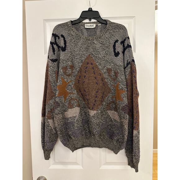 Vintage Oggi Mode Italy Geometric Sweater Wool Blend Small Sz 52/Large - Picture 1 of 6